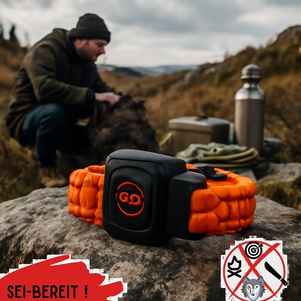 Armband mit Notsignalgeber für Prepper und Notfallausrüstung – robustes Survival-Armband mit integriertem Signalgerät für schnelle Hilfe im Notfall.