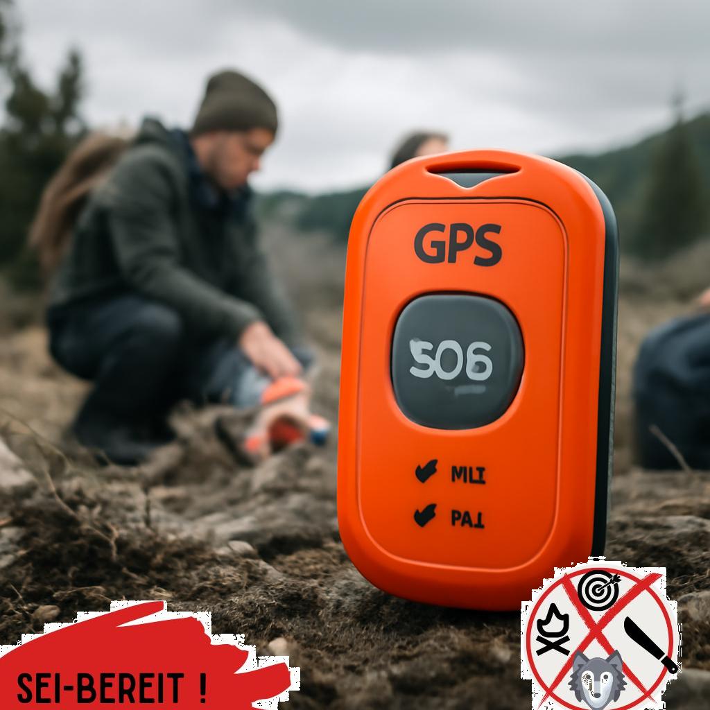 ALT-Text: Grafik eines GPS-Personenalarms als wichtige Notfallausrüstung für Prepper zur sicheren Standortübermittlung bei Gefahr.